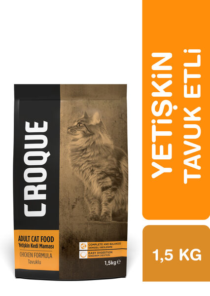 Croque Yetişkin Kuru Kedi Maması (Adult Cat) Tavuk Etli 1,5KG (27/10)