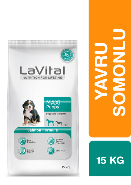 LaVital Büyük Irk Yavru Kuru Köpek Maması (Maxi Puppy) Somonlu 15 KG