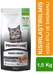 Pronature Tahılsız Kısırlaştırılmış Yetişkin Kuru Kedi Maması (Perfect Weight) - Kuzu Etli ve Enginarlı - 1,5KG - Thumbnail