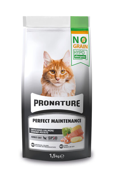 Pronature Tahılsız Yetişkin Kuru Kedi Maması (Perfect Maintenance) - Somonlu Enginarlı - 1,5KG