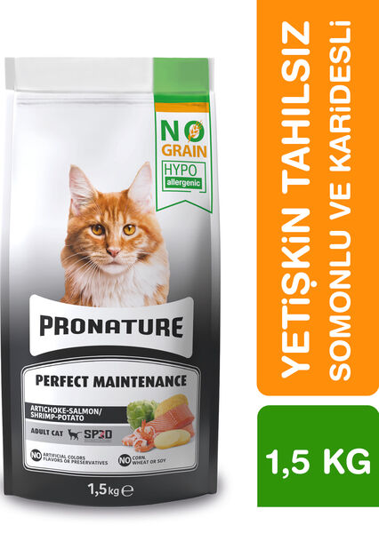 Pronature Tahılsız Yetişkin Kuru Kedi Maması (Perfect Maintenance) - Somonlu Enginarlı - 1,5KG