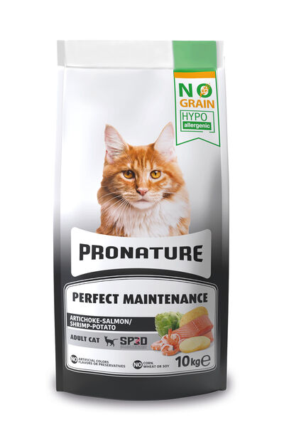 Pronature Tahılsız Yetişkin Kuru Kedi Maması (Perfect Maintenance) - Somonlu ve Enginarlı – 10KG